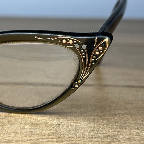 Gafas de ojo de gato vintage años 50’s 60’s caparazón de tortuga estrás Francia - Imagen 4 de 13