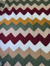 Vintage Handmade Afghan Blanket Crochet Throw 48x71” Boho Cottagecore Decor