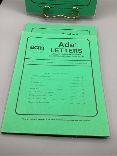 Jan-Dec. 1986 Full-Year Ada Letters:A Bimonthly Publication *RARE* - 第 6/8 張圖片