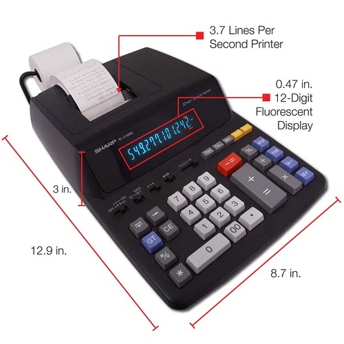12-Digit Print Calculator Desktop Size Adding Machine, Perfect for Everyday U... - Picture 3 of 6