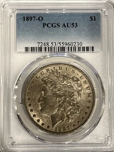 1897-O Morgan Silver Dollar -- PCGS AU-53 With Goldish tint