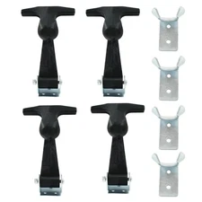 4 Pcs Rubber Flexible Hood Catch, Black T-Handle Draw Latches with Brackets S...