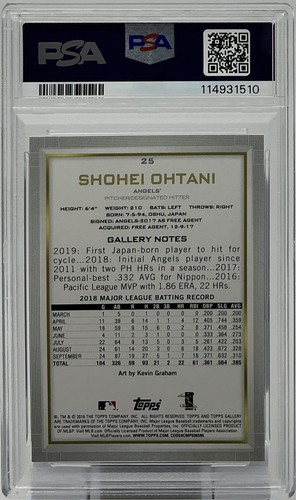 Shohei Ohtani PSA 10 - 2019 Topps Gallery Portrait -Dodgers, Angels, Decoy’s Dad - Picture 6 of 8