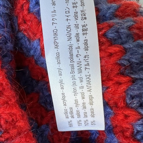 Suéter Corto Tejido Grueso Rojo Y Azul Mezcla Lana Alpaca Zara Talla S - Imagen 6 de 6