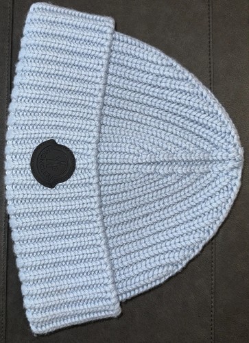 Moncler Berretto Tricot Wool Beanie Hat Light Blue thick ribbed in Ex Condition - Picture 2 of 15
