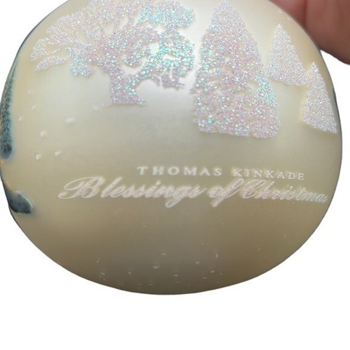 Thomas Kinkade Ornament Blessings of Christmas Glitter Ivory Glass Ball 2003 - Picture 3 of 12