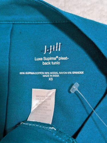 J.Jill Women's Size XS T Shirt Tunic Teal Green Boat Neck Elbow Sleeve Casual - Picture 8 of 11