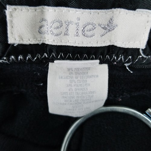 Aerie Size Medium Girls Leggings Black Cotton Blend Leg Zippers - Picture 5 of 7