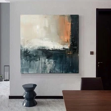 Black  Canvas 100% Hand-painted oil painting Abstract Gray Home Decor 24in