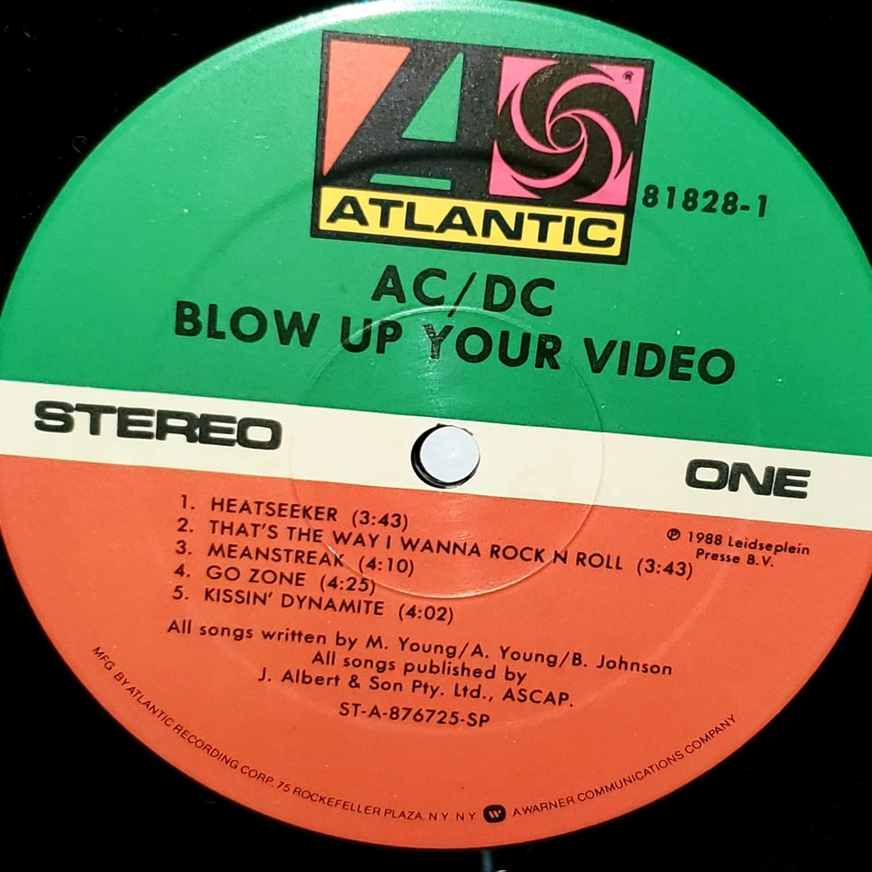 AC/DC Blow Up Your Video LP VG+ 1988 Atlantic Vinyl 81828-1 SP Angus Young - Image 3 of 3