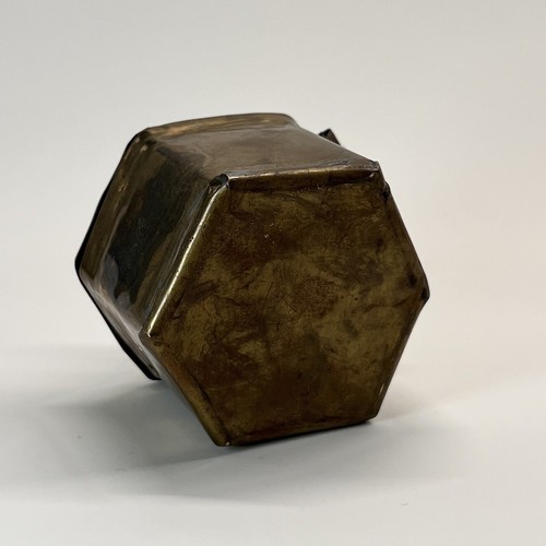Early 20th Century Antique Nepali Brass Hexagonal Spice Box - Picture 8 of 8