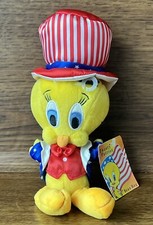 Vintage Looney Tunes Tweety Patriot Bean Bag Plush Stuffed Animal W/ Tag 2000
