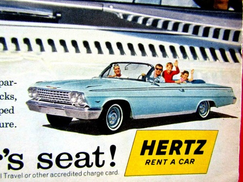 1962 Chevrolet Cabrio Oldtimer HERTZ Original Printanzeige 2 Seite 8,5 x 11" - Bild 3 von 3