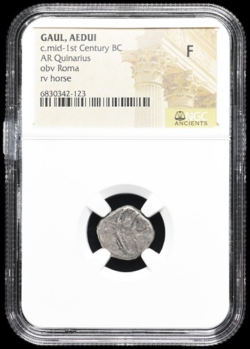 CELTIC GAUL, Aedui. 1st Century BC. Silver Quinarius, Horse, NGC Fine