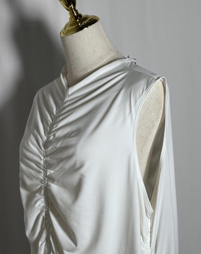 Calvin Klein Top Blouse Shirt 2X Sleeveless Ruched Jersey Stretch White NW $64 - Picture 7 of 18