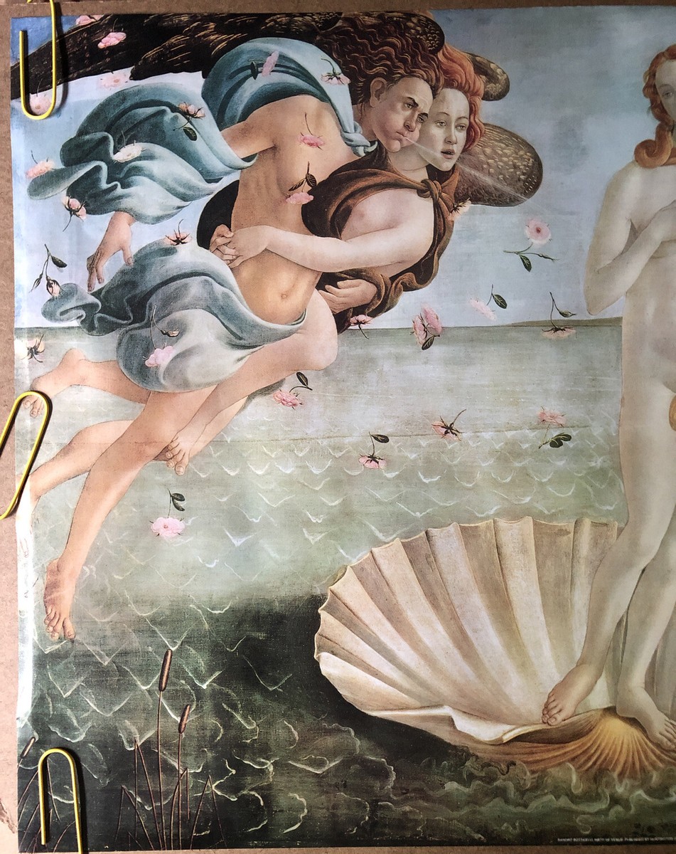 Original Vintage Poster Sandro Botticelli birth of Venus man woman