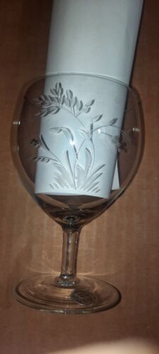 GOBLET WATER Set of 2 "Wildflowers" Cut Crystal By Fine Arts Sterling Silver Co. - Picture 2 of 7