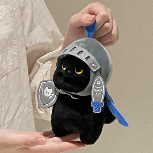 1PC Stoffed Knight Cat Toy 20 cm PP Baumwolltier -Plüsch -Puppe Abnehmbare Helm - Bild 6 von 19