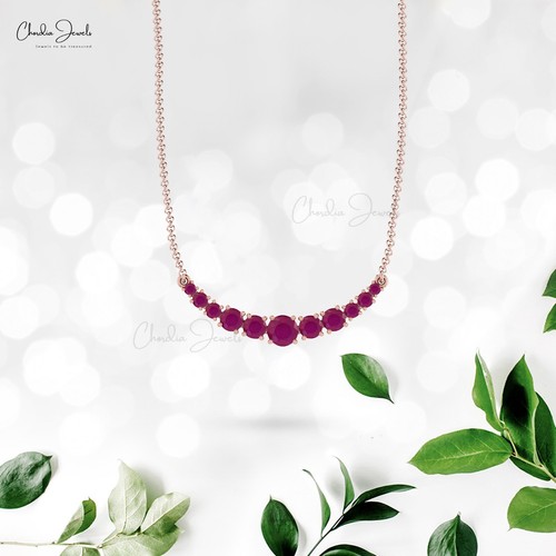 0.8 CTW Burma Ruby Statement Necklace 14k Real Gold Wedding Gift Jewelry for Her - Picture 17 of 22