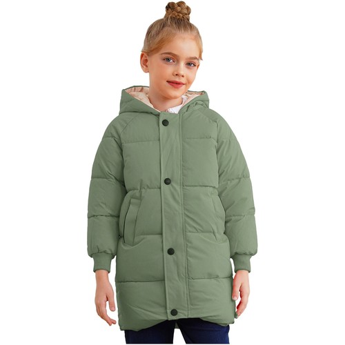 Kids Girls Boys Jacket Medium Coat Winter Outwear Warm Buttons Fishing Zipper - Picture 24 of 88
