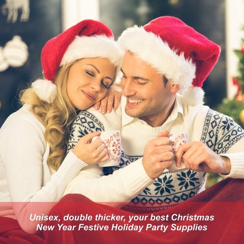 Adult Santa Hat Christmas Hat Xmas Holiday Hat for Adults Unisex Velvet Doubl... - Picture 4 of 6