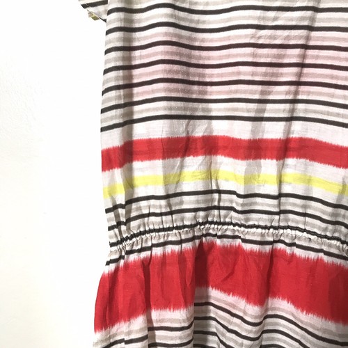 corey lynn calter Small Dress Drop Waist Stripe Print Tie Dye Split Sleeve silk - Picture 3 of 6