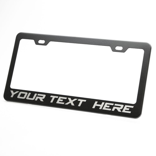 Matte Black License Plate Frame Silver GS350 Laser Etched Metal Screw Cap - Picture 2 of 8