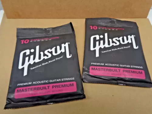 GIBSON ACOUSTIC GUITAR STRINGS MASTERBUILT PREMIUM 10 14 23 30 39 47 (2PK) NEW!