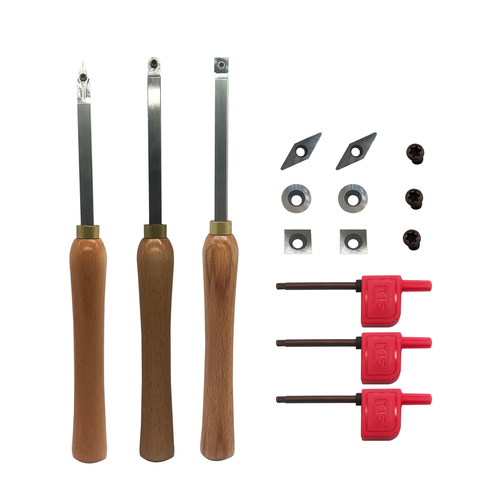 Wood Turning Tool Set of 3 Rougher Detailer Finisher Carbide Lathe Tool for Wood - Foto 2 di 10