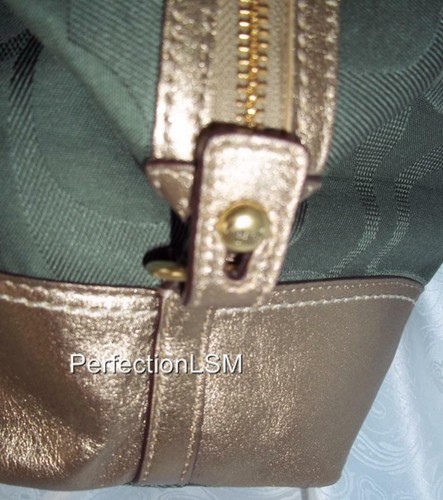 Neu mit Etikett Coach SOHO TXT OPT C Cabrio Schultertasche/Tragetasche/Hobo #17394 grün/gold selten!!! - Bild 2 von 10