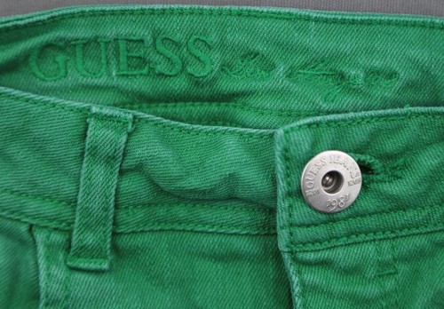 Girl's Guess Jean Shorts Mid Rise Green Embellished Glimmer Size 14 (27x2) - Picture 4 of 7