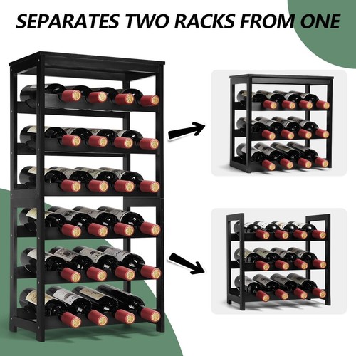Freestanding Bamboo Wine Storage Rack for 24 Bottles - 6 Tier Shelf Design - Picture 4 of 9