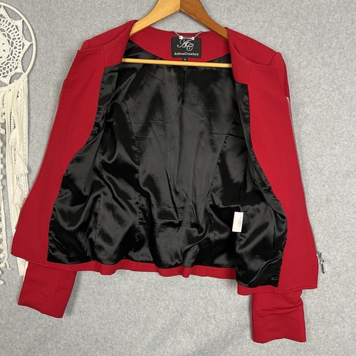 Anthea Crawford Jacket Blazer Womens 8 S Red Zipper Business Office Work Preppy - Picture 10 of 13
