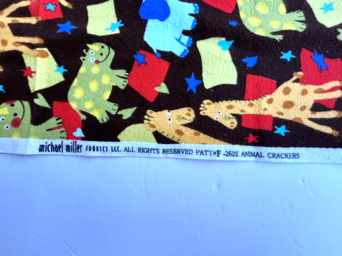 Flannel Michael Miller #F-2622 -ANIMAL CRACKERS - Brown background - 45 inches - Picture 5 of 5