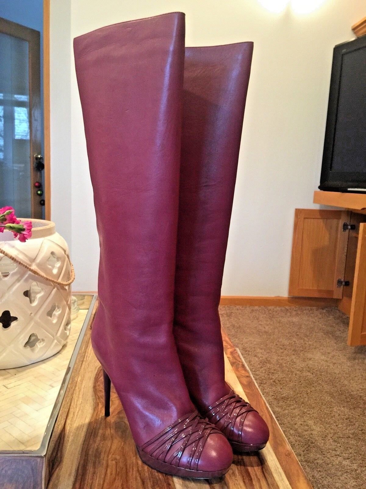 Authentic Dior Burgundy Knee-High Heels Heels Heels Boots 38.5 7d80b9 Authentic Dior Burgundy Knee-High Heels Heels Heels Boots 38.5 7d80b9