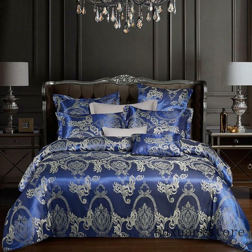 Luxury Satin Cotton Chic Floral Jacquard Bedding Set Ultra Soft Duvet Cover - Picture 7 of 32