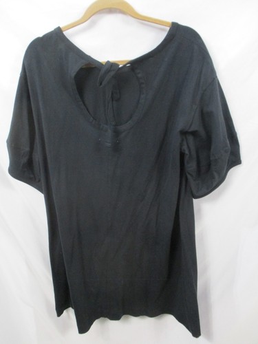 Free Assembly Shirt Womens 2XL Black Short Sleeve Round Neck Plus Size Cotton - Picture 6 of 10