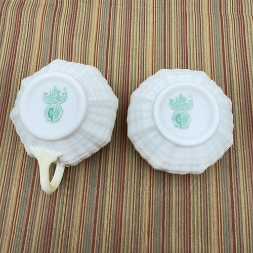 Vintage Belleek Ireland Creamer and Open Sugar Sea Shell Bone China Nautical - Picture 3 of 11