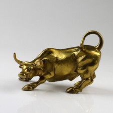 Messing-Figur Stier, Wall Street Bull, Ochsen Skulptur, Tierkreiszeichen B&uuml;ffel