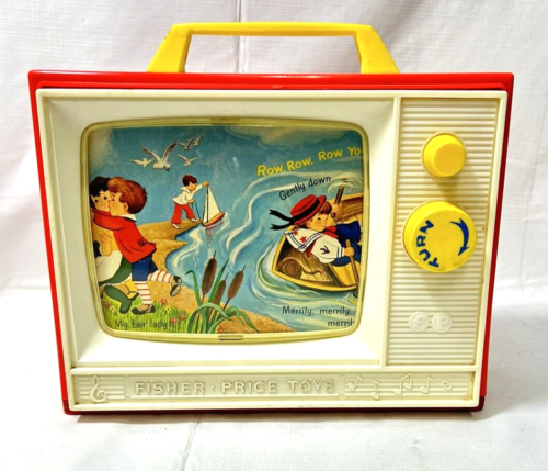 Boîte à musique vintage 1964 Fisher Price deux mélodies TV pont de Londres rangée votre bateau - Photo 1 sur 9