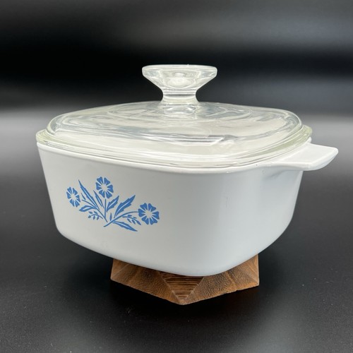 Piatto casseruola vintage Corning Ware blu fiordaliso A-1 1/2-B + coperchio A7C (chippato) - Foto 4 di 14