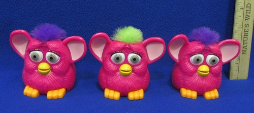 Set 3 McDonalds Happy Meal 1998 Toys Furby Furbies Hot Pink Wheels Moving - Picture 1 of 2
