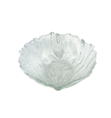 Vintage Blenko Clear Hand Blown Art Glass Cabbage Leaf Shaped Bowl, Has Flaw - Picture 10 of 17
