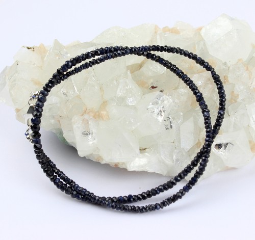 Natur Saphir Kette facettierte Edelstein Blau Pailin Saphir edel Collier 47 cm - Picture 1 of 5
