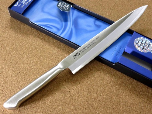 Japanese Pisces Kitchen Sashimi Yanagiba Knife 7.9" Stainless Handle SEKI JAPAN - Picture 2 of 10