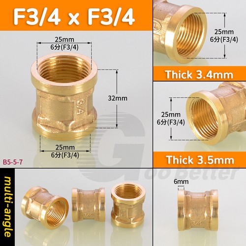 Adaptador reductor de latón conector BSP hembra a hembra conector 1/8 1/8 1/2 3/4 1 pulgada - Imagen 14 de 21