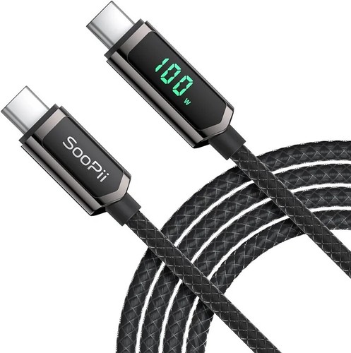 SOOPII 100W 4ft USB C to USB C Cable Fast Charge Nylon Braided Cable with LED...
