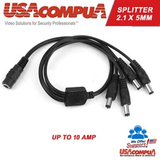 DC Power Splitter Cable 5.5x2.1mm 1 Female To 4 Male Plug Adapter CCTV Camera