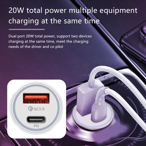 USB Car Charger 20W PD QC 3.0 Power Adapter Charge For iPhone Samsung Android - Picture 16 of 40