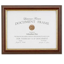 Lawrence 8.5x11 Classic Document Frame - Walnut & Gold (Same Shipping Any Qty)